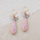 Pink Crystal Coral Starfish Drop Stone Earring