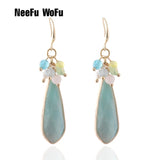 Pink Crystal Coral Starfish Drop Stone Earring