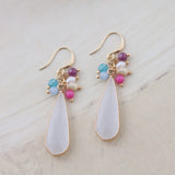 Pink Crystal Coral Starfish Drop Stone Earring