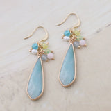 Pink Crystal Coral Starfish Drop Stone Earring