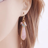 Pink Crystal Coral Starfish Drop Stone Earring