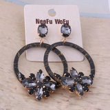 Crystal Flower Drop Earrings Big Long Brinco Oorbellen