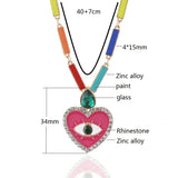 Natural Stone Beaded Heart Shape Pendant Stainless Steel Crescent Jewelry