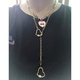 Natural Stone Beaded Heart Shape Pendant Stainless Steel Crescent Jewelry