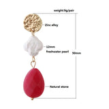 Natural Stone Earrings Freshwater Pearls Dangle Ear Earring