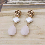 Natural Stone Earrings Freshwater Pearls Dangle Ear Earring