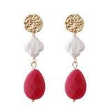 Natural Stone Earrings Freshwater Pearls Dangle Ear Earring