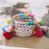 Boho Summer Beaded Bracelet with Colorful Tassels