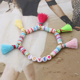 Boho Summer Beaded Bracelet with Colorful Tassels