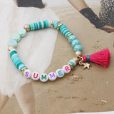 Boho Summer Beaded Bracelet with Colorful Tassels