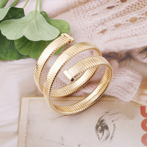 NeeFuWoFu 3 Laps Open Spring Bracelet Bangle Silver Natural stone