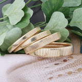 NeeFuWoFu 3 Laps Open Spring Bracelet Bangle Silver Natural stone