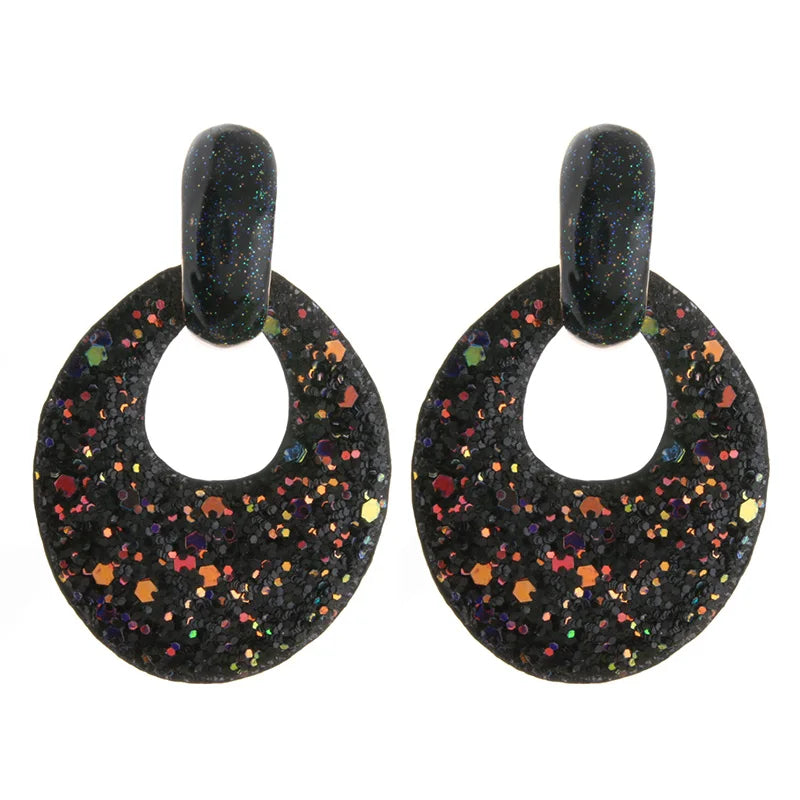 NeeFuWoFu Band Flash Leather Earrings Large Water Drop Big Earrings