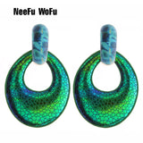 NeeFuWoFu Band Flash Leather Earrings Large Water Drop Big Earrings