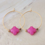 NeeFuWoFu Clover Set Pink Stone Necklace Bracelets Woman Jewelry