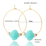 NeeFuWoFu Clover Set Pink Stone Necklace Bracelets Woman Jewelry