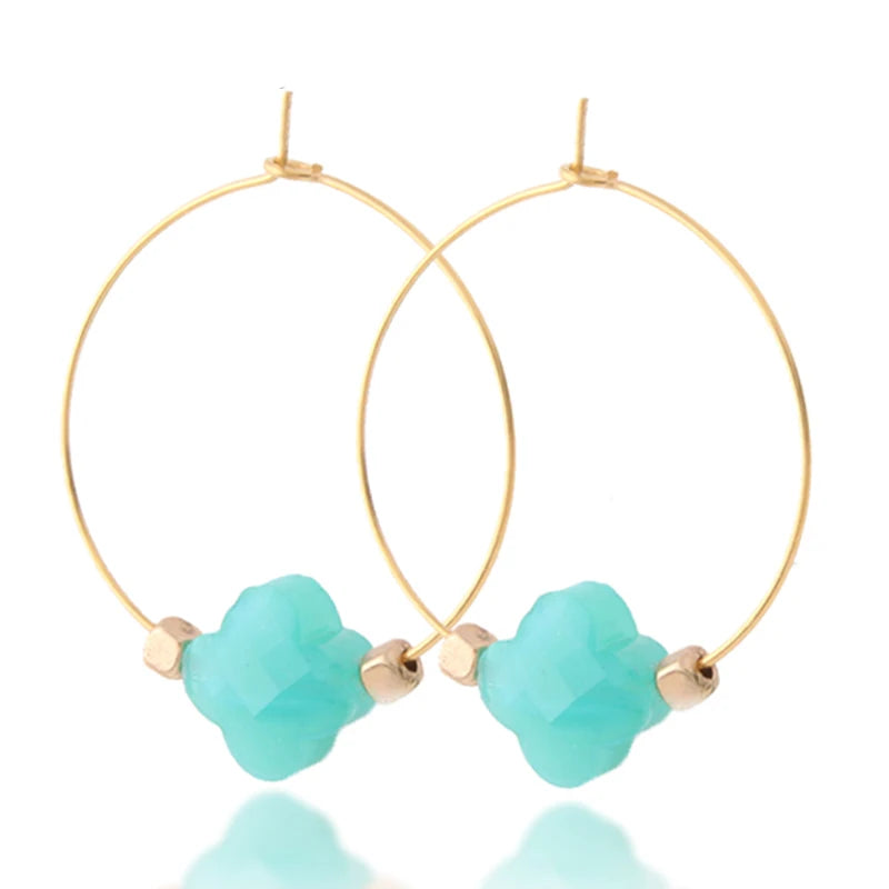 NeeFuWoFu Clover Set Pink Stone Necklace Bracelets Woman Jewelry