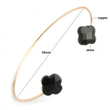NeeFuWoFu Clover Set Pink Stone Necklace Bracelets Woman Jewelry