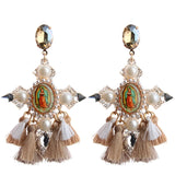 Bohemia Tassel Crystal Drop Earrings