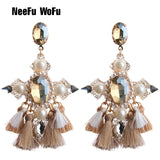 Bohemia Tassel Crystal Drop Earrings