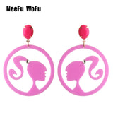 NeeFuWoFu Resin Drop Earrings Vintage Engraving Brinco Ear Oorbellen Girl