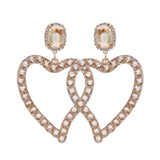 NeeFuWoFu Drop Heart Earrings Pearl Charm For Woman Crystal Christmas