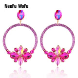 NeeFuWoFu Drop Resin Earrings Crystal Flowers Brinco EarHalloween Oorbellen