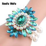 NeeFuWoFu Exaggeration Bracelets Pearl Beads Crystal Bangles Charm Bracelet