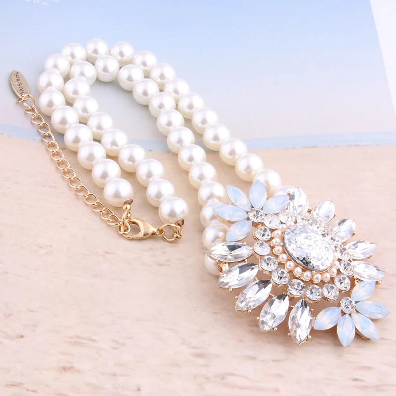 NeeFuWoFu Exaggeration Bracelets Pearl Beads Crystal Bangles Charm Bracelet