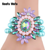 NeeFuWoFu Exaggeration Bracelets Pearl Beads Crystal Bangles Charm Bracelet