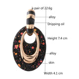 NeeFuWoFu Fluorescence Yellow Leather Earring Oval Dangle Woman Jewelry