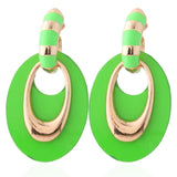 NeeFuWoFu Fluorescence Yellow Leather Earring Oval Dangle Woman Jewelry