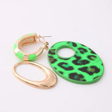 NeeFuWoFu Fluorescence Yellow Leather Earring Oval Dangle Woman Jewelry