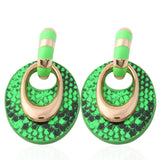 NeeFuWoFu Fluorescence Yellow Leather Earring Oval Dangle Woman Jewelry