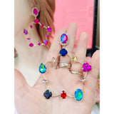NeeFuWoFu Glass Big Earrings Copper Rhinestone Christmas Accessories