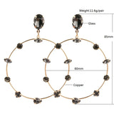 NeeFuWoFu Glass Big Earrings Copper Rhinestone Christmas Accessories