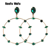 NeeFuWoFu Glass Big Earrings Copper Rhinestone Christmas Accessories