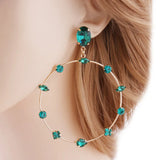 NeeFuWoFu Glass Big Earrings Copper Rhinestone Christmas Accessories