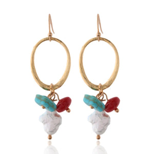 NeeFuWoFu Geometric Pearl Drop Earrings for Women