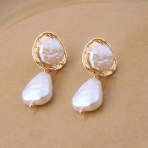 NeeFuWoFu Geometric Pearl Drop Earrings for Women