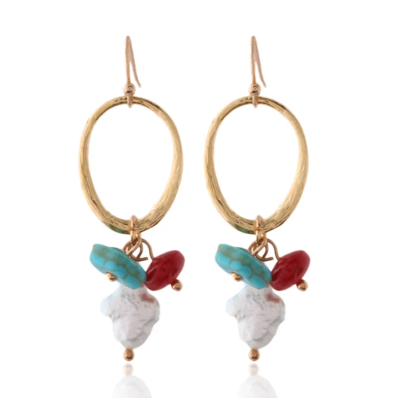 NeeFuWoFu Geometric Pearl Drop Earrings for Women