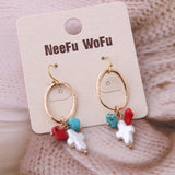NeeFuWoFu Geometric Pearl Drop Earrings for Women