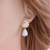 NeeFuWoFu Geometric Pearl Drop Earrings for Women