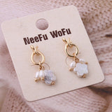NeeFuWoFu Geometric Pearl Drop Earrings for Women