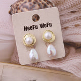 NeeFuWoFu Geometric Pearl Drop Earrings for Women