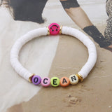 DIY Name Letter Bracelet Ring Stainless Steel Beaded Boho