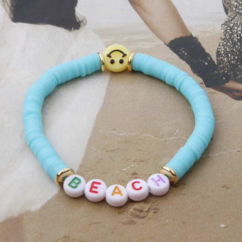DIY Name Letter Bracelet Ring Stainless Steel Beaded Boho
