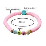 DIY Name Letter Bracelet Ring Stainless Steel Beaded Boho