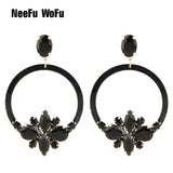 Green Drop Resin Earring Crystal Big Flowers Brinco Ear Oorbellen Gift