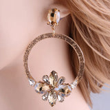 Green Drop Resin Earring Crystal Big Flowers Brinco Ear Oorbellen Gift